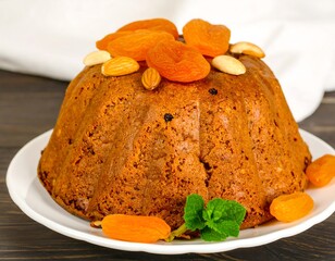 Baked treat with dried fruit and nuts