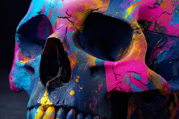 human skull with different colors