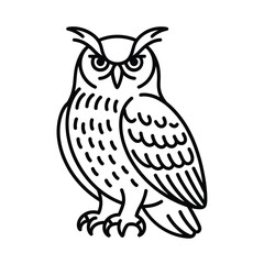 Stylized line art illustration of an owl sitting