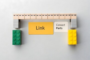 Naklejka premium Overhead view of a bridge-shaped structure made of blocks
