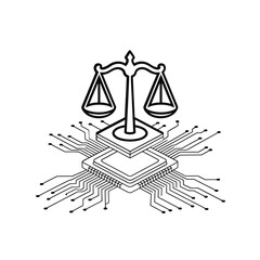Digital justice scales on computer chip