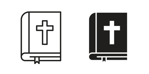 Bible icons in line stroke outline art and clip art