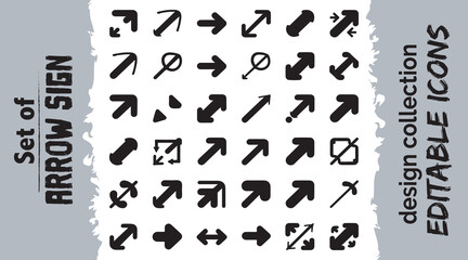 Collection of diverse arrow signs and directional icons for ui and web design projects