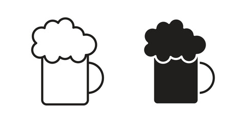 Beer icons in line stroke outline art and clip art
