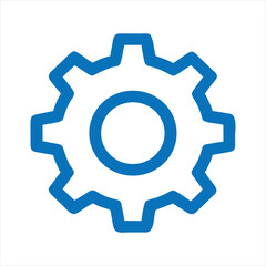 Blue Gear Icon – Minimal Vector Symbol for Settings, Engineering, and UI Design