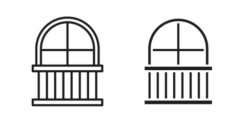 Balcony icons in line stroke outline art and clip art