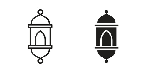 Arabic Lamp icons in line stroke outline art and clip art