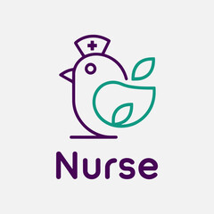 New innovation logo for nurses, with cute bird concept and nurse hat,