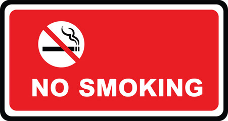 No Smoking Sign, Red Warning Poster, Cigarette Ban Symbol, Public Health Message, Safety Notice, Anti-Smoking Graphic, Vector Design, Indoor Use