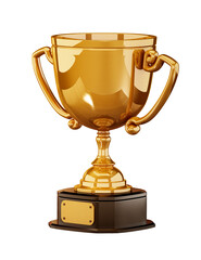 Gold cup on transparent backgroundd. 3D illustration