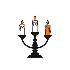 Stylish candelabra with melting candles for contemporary Halloween home decor