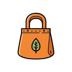 Eco-friendly Halloween bag icon design with leaf pattern in vibrant orange color