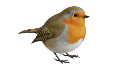 Isolated bird portrait of a robin perched, feathers and plumage on colorful animal