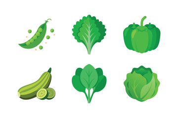 set of green vegetables