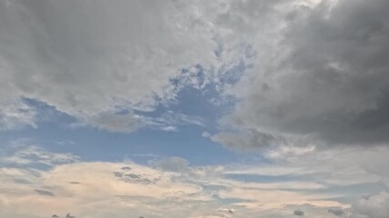 Beautiful dark leaden gray textured clouds on a cloudy day at sunset. Time-lapse mode.
