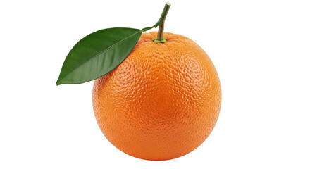 Isolated Juicy Orange with Stem and Leaf a Ripe Citrus Fruit Snack Close-Up Vitamin C Source