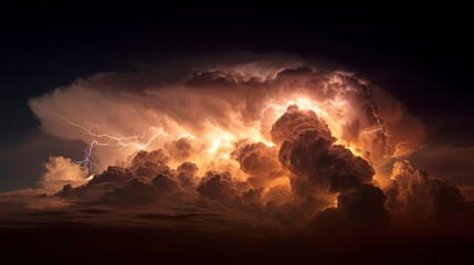 Massive storm clouds lightning