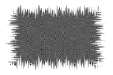 Abstract black and white digital glitch art pattern with distorted lines and noise effect