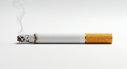 Smoking cigarette isolated on white background realistic tobacco object image.