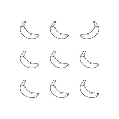 Flat Banana Vector Icon Set – Minimal Tropical Fruit Symbols for Web, App, and Food Design