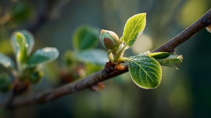 New spring leaves emerging