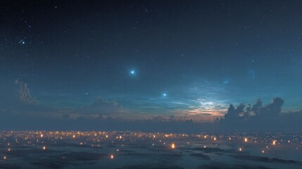 Night cityscape with starscape