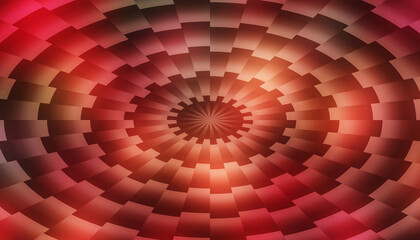 Vibrant red and orange circular geometric pattern with a concentric spiral effect