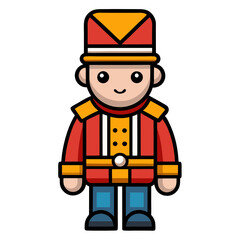Vector illustration of a cute cartoon toy soldier in red and blue uniform for christmas holiday