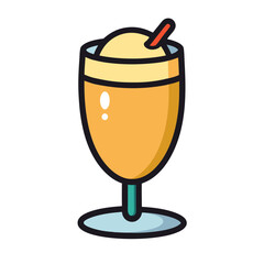 Illustration of a refreshing orange juice smoothie with straw and ice cream vector design