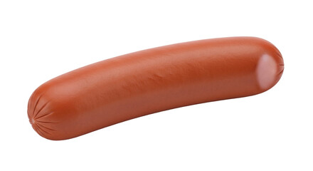 Isolated brown sausage on neutral surface, appetizing delicatessen food, fresh ingredient