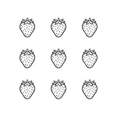 Flat Strawberry Vector Icon Set – Minimal Fruit Symbols for Web, App, and Food Design
