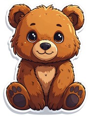 An Adorable Cartoon Teddy Bear Sticker 
 