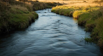 Organic background earthy tones flowing water with subtle ripples soft natural light peaceful and serene. 