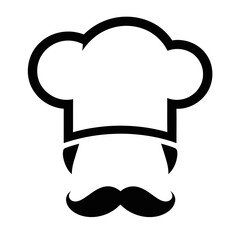 Chef Hat Silhouette with Stylish Mustache