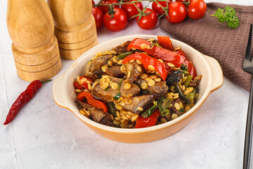 Eastern cuisine - Ptitim with beef and vegetables