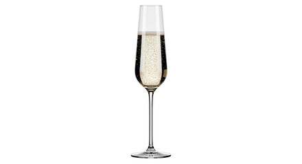 Isolated glass of champagne full of bubbly alcoholic beverage for celebration toast