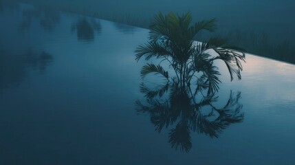Reflected plant silhouette
