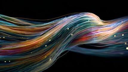 Colorful wind effect created with 2D rendering technique.