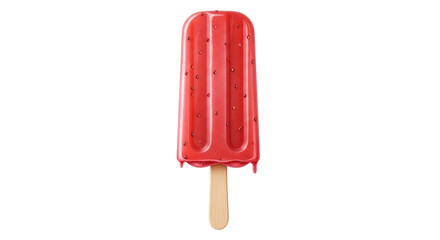 Isolated strawberry ice cream, summer popsicle treat with red fruit flavor, sweet dessert
