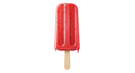 Isolated strawberry ice cream, summer popsicle treat with red fruit flavor, sweet dessert