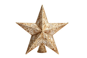 Obraz premium Gold christmas star isolated on transparent background for tree decoration