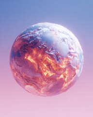 Frozen Earth, fiery lands, pastel sky