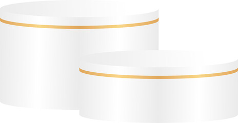 White podium stage with golden edge