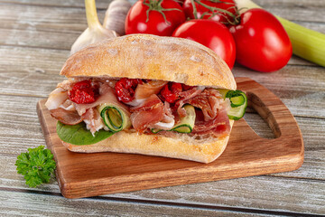 Ciabatta with cured parma and tomato
