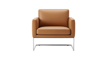 Isolated modern armchair with chrome frame, contemporary seating, studio product shot