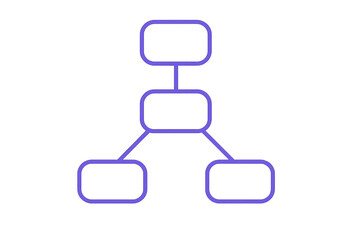 Simple purple flowchart diagram structure isolated on transparent background