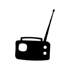 Fototapeta premium A vintage radio silhouette with a retractable antenna against a white background