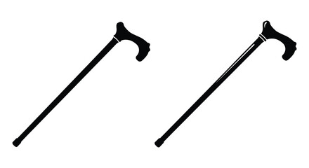 Two elegant walking canes are displayed in a simple black and white style