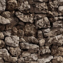 Fototapeta premium Rustic Stone Wall Texture: A close-up view showcases a meticulously crafted stone wall, with an intricate arrangement of natural stones creating a rugged yet beautiful texture.