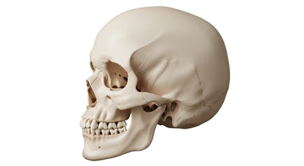 Isolated Anatomical Human Skull in Side View Anatomy Bones Skeleton and Cranium Medical Science